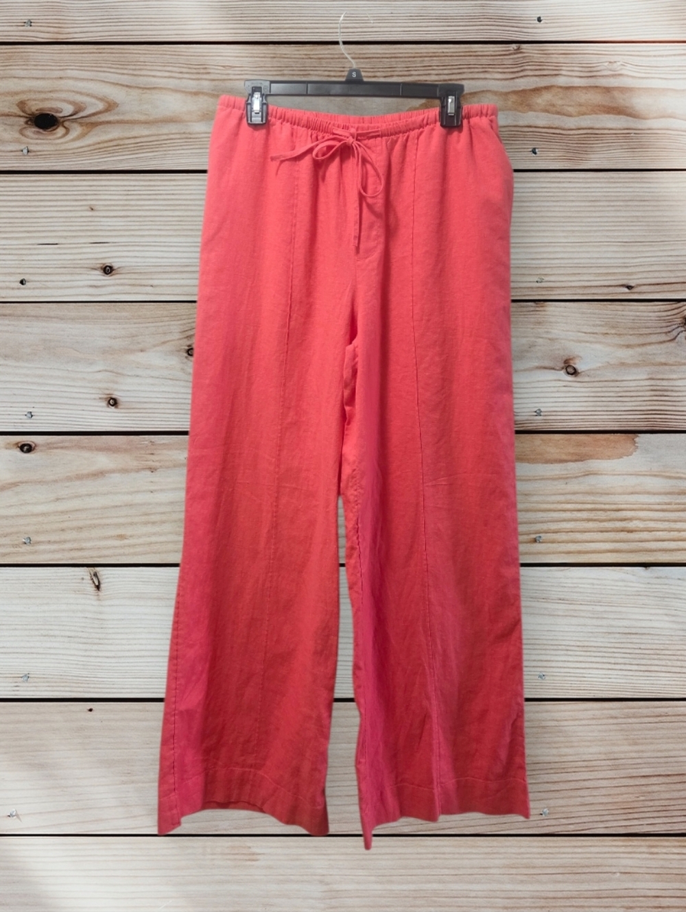 a new day Coral Pink Wide-Leg Drawstring Linen Blend High Waist  Pants